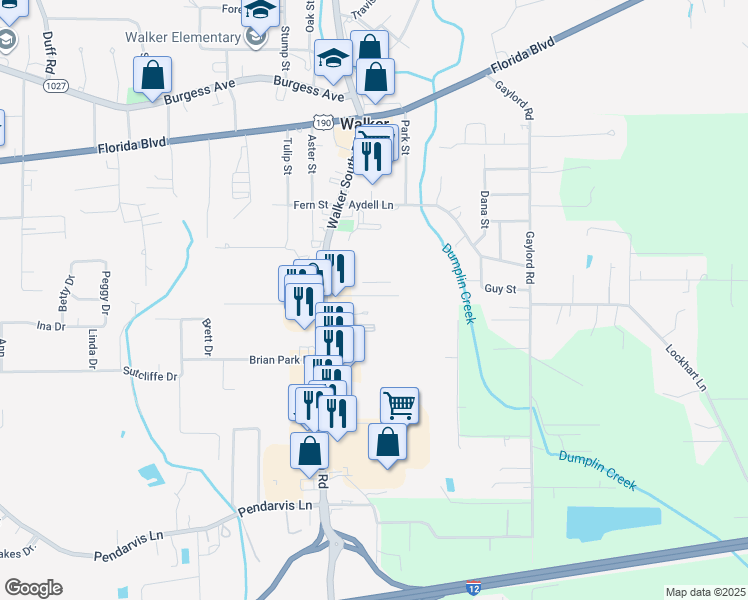 map of restaurants, bars, coffee shops, grocery stores, and more near 12258 Village Drive in Walker