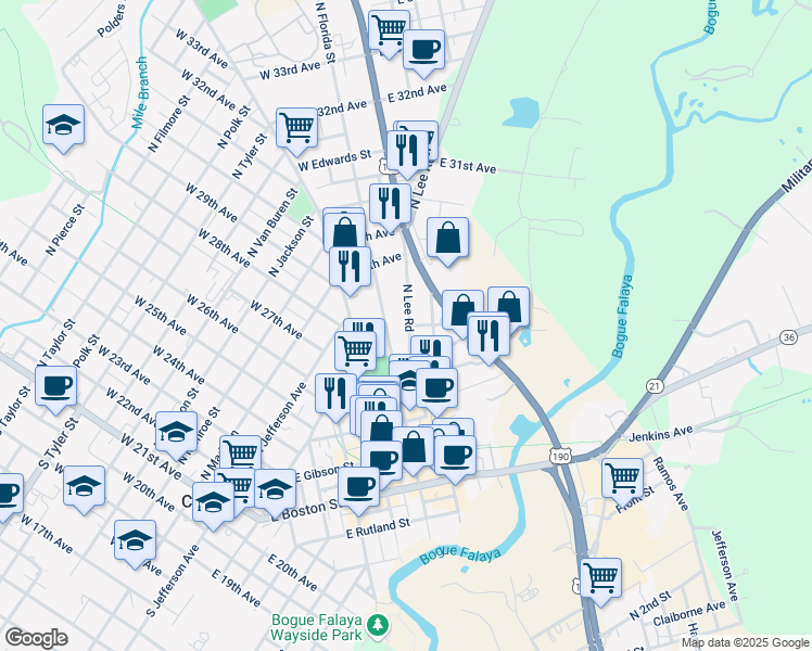 map of restaurants, bars, coffee shops, grocery stores, and more near 722 North Lee Road in Covington
