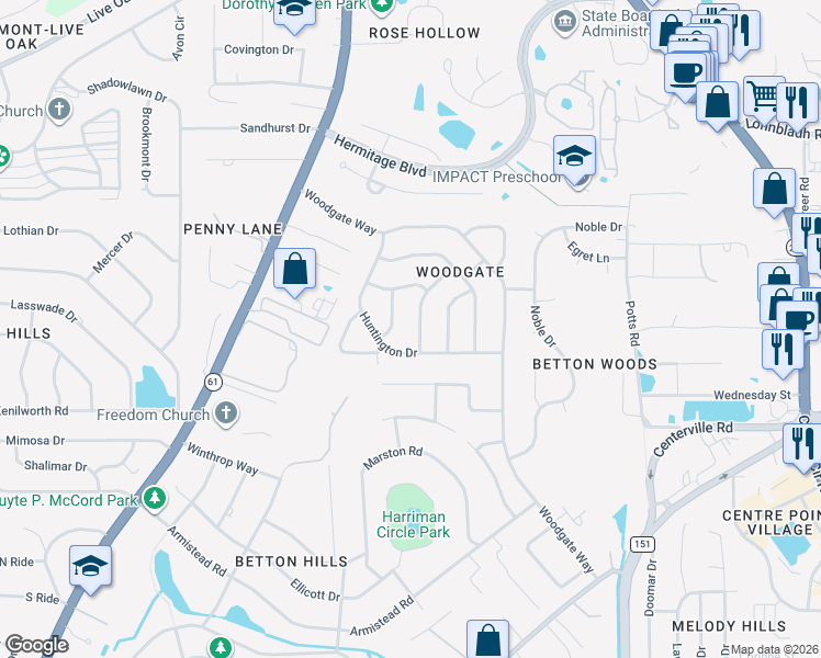 map of restaurants, bars, coffee shops, grocery stores, and more near 3108 Brandywine Dr in Tallahassee
