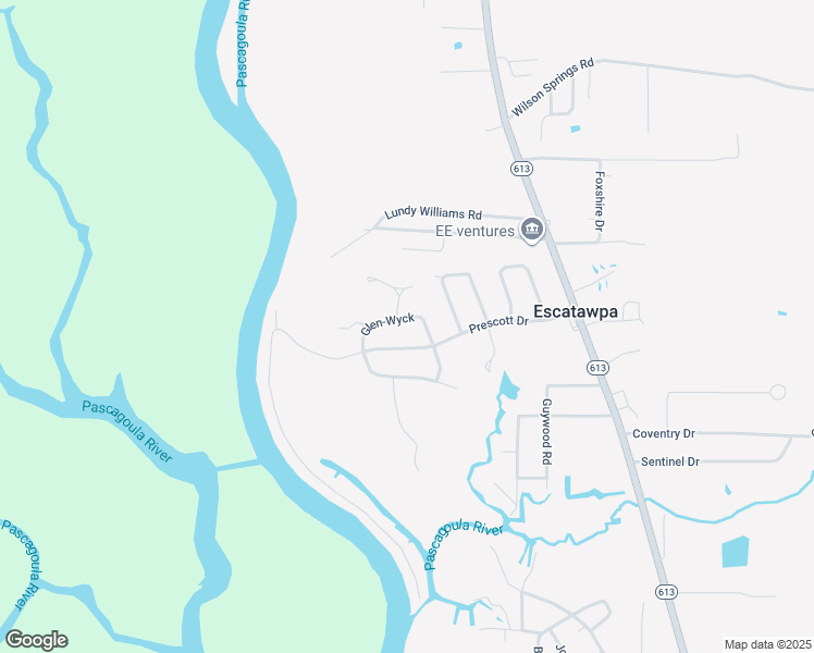 map of restaurants, bars, coffee shops, grocery stores, and more near 3212 Glen-Wyck in Moss Point