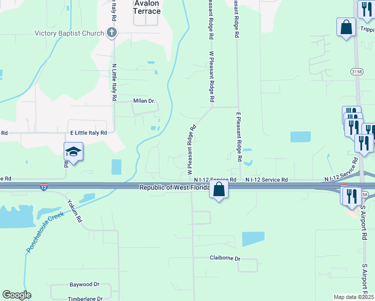 map of restaurants, bars, coffee shops, grocery stores, and more near 43073 West Pleasant Ridge Road in Hammond