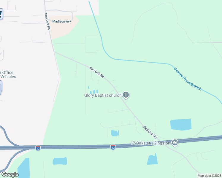 map of restaurants, bars, coffee shops, grocery stores, and more near 28570 Red Oak Road in Livingston