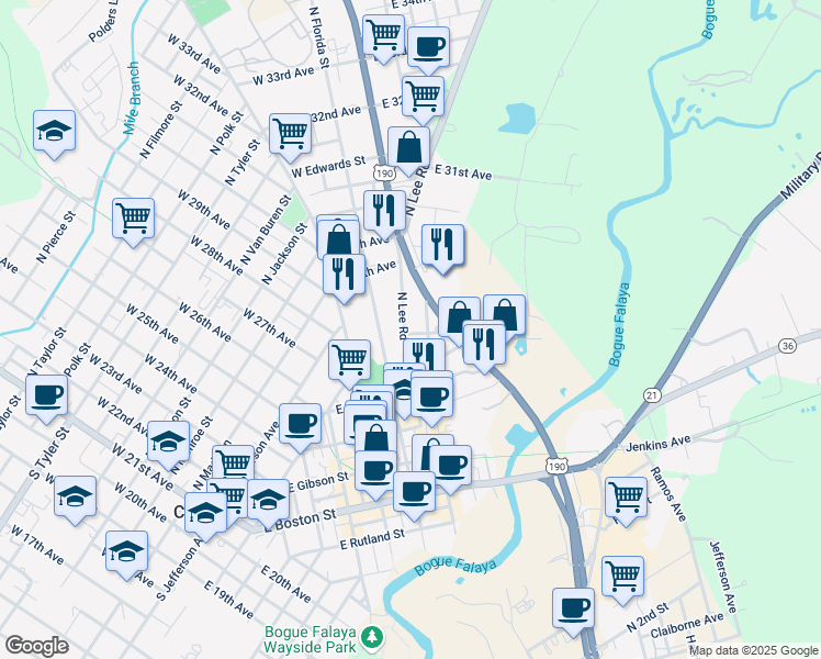 map of restaurants, bars, coffee shops, grocery stores, and more near 722 North Lee Road in Covington