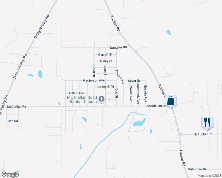 map of restaurants, bars, coffee shops, grocery stores, and more near 9620 Jean Street in Ocean Springs