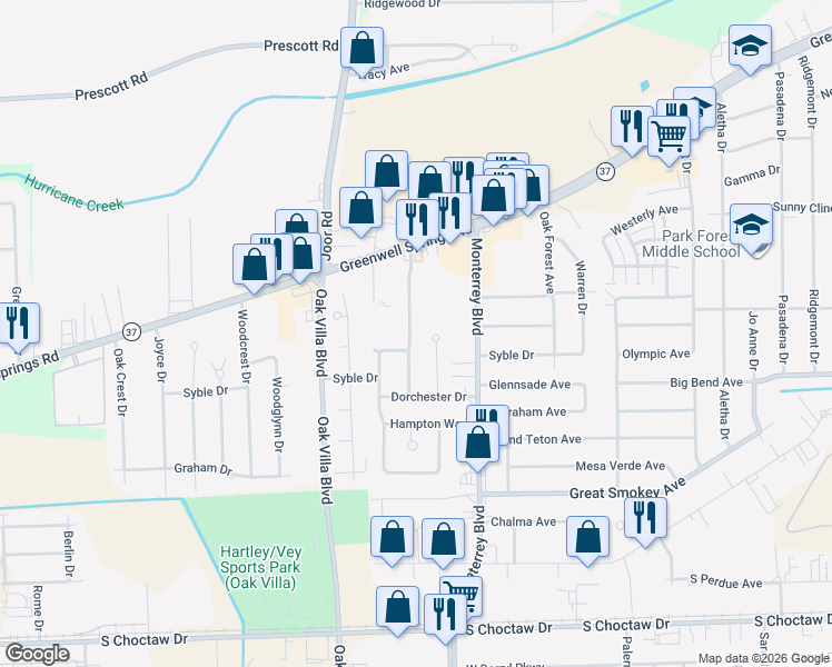 map of restaurants, bars, coffee shops, grocery stores, and more near 3448 Courtland Drive in Baton Rouge