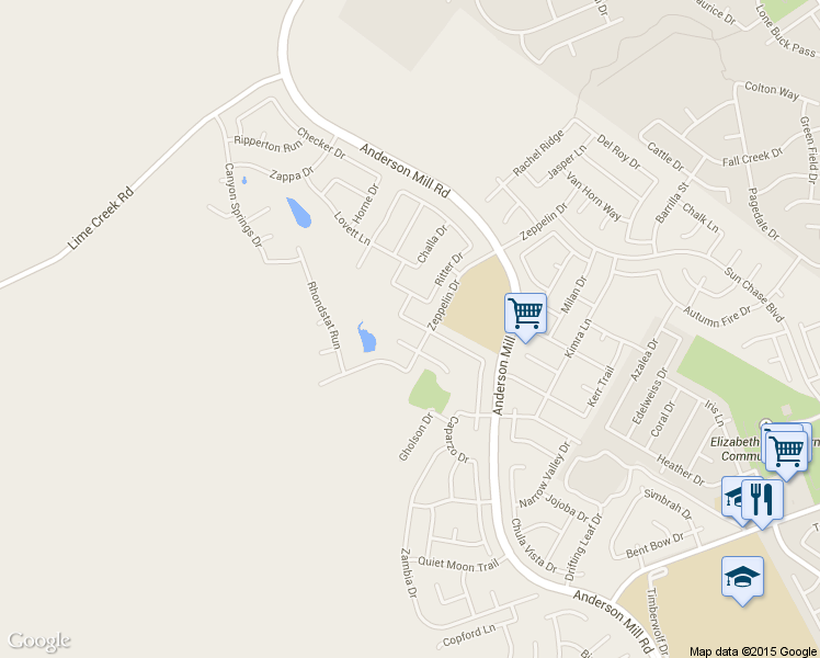 map of restaurants, bars, coffee shops, grocery stores, and more near 2604 Melekhin Bend in Cedar Park