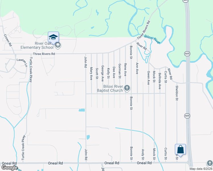 map of restaurants, bars, coffee shops, grocery stores, and more near 13322-13406 George Avenue in Gulfport