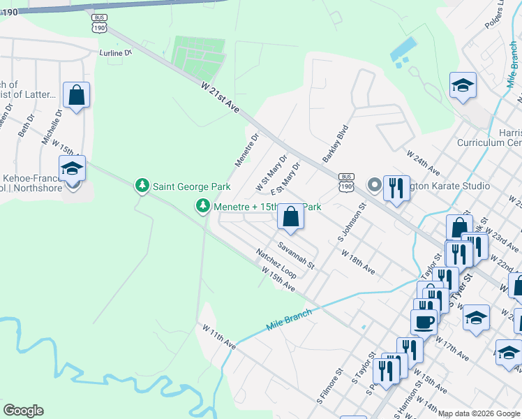 map of restaurants, bars, coffee shops, grocery stores, and more near 1540 Darlington Street in Covington