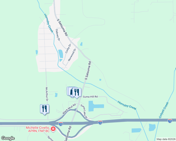 map of restaurants, bars, coffee shops, grocery stores, and more near 29121 South Satsuma Road in Livingston
