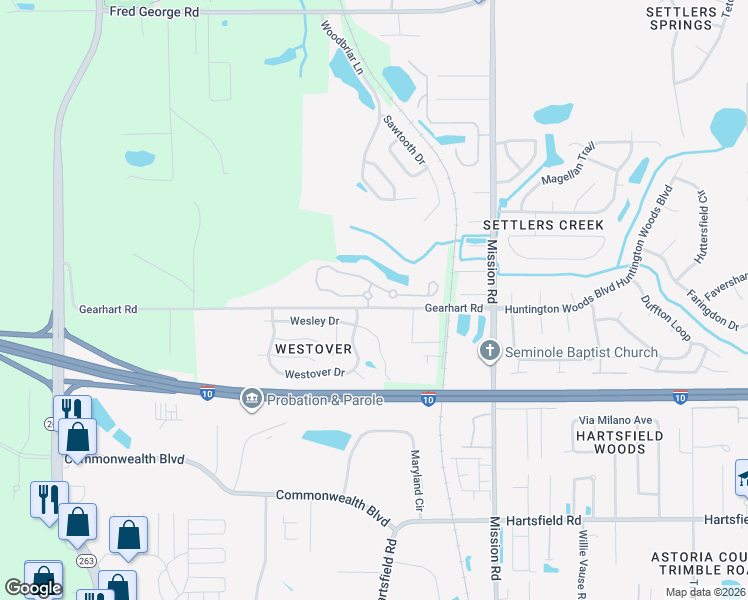 map of restaurants, bars, coffee shops, grocery stores, and more near 5402 Summerchase Drive in Tallahassee