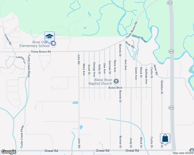 map of restaurants, bars, coffee shops, grocery stores, and more near 13406 George Avenue in Gulfport