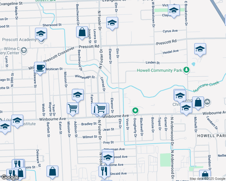 map of restaurants, bars, coffee shops, grocery stores, and more near 5235 Charles Street in Baton Rouge
