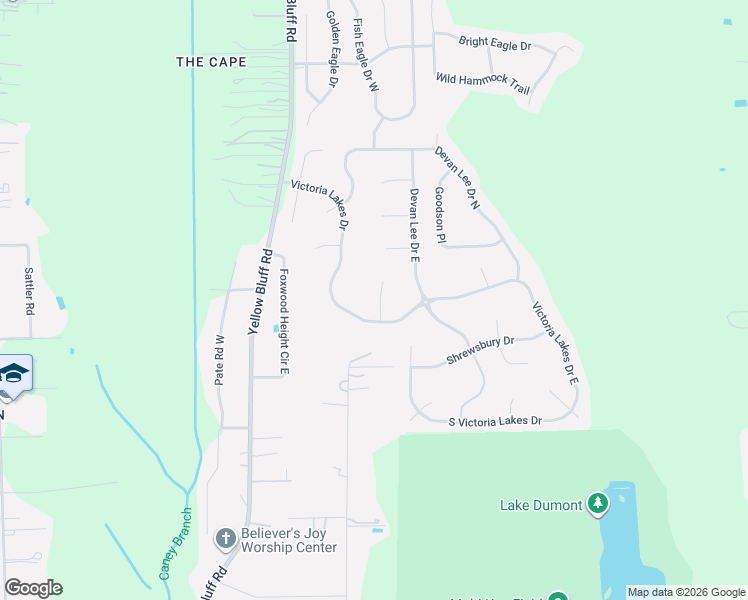 map of restaurants, bars, coffee shops, grocery stores, and more near 3381 Victoria Lakes Drive North in Jacksonville
