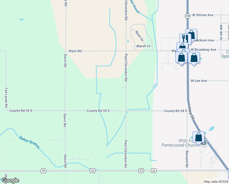 map of restaurants, bars, coffee shops, grocery stores, and more near 17635 Paul Cleverdon Road in Summerdale