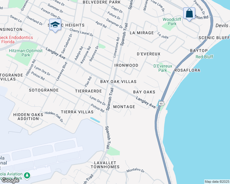 map of restaurants, bars, coffee shops, grocery stores, and more near 4300 Montage Drive in Pensacola