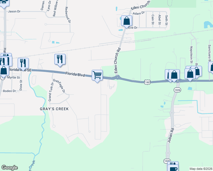 map of restaurants, bars, coffee shops, grocery stores, and more near 8088 Florida Boulevard in Denham Springs