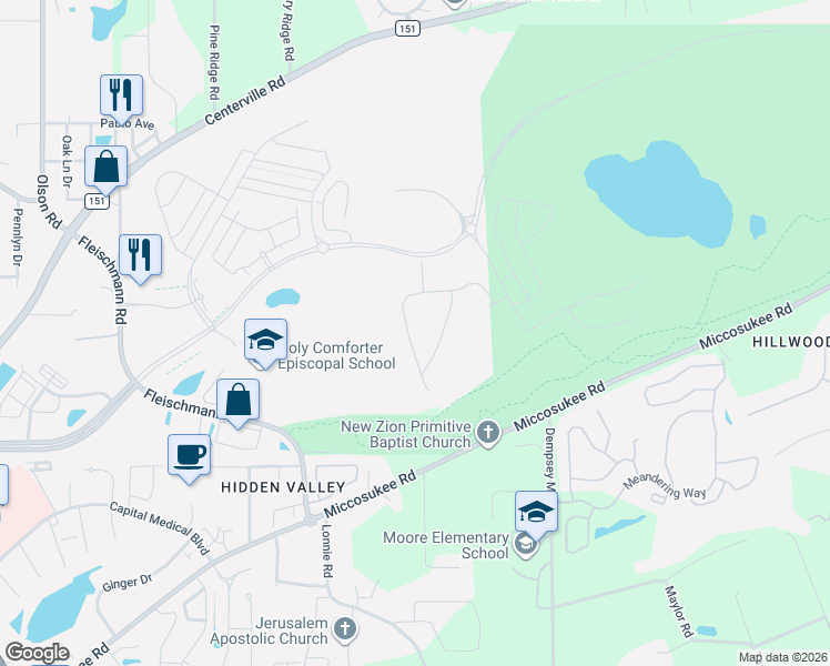 map of restaurants, bars, coffee shops, grocery stores, and more near Welaunee Boulevard in Tallahassee