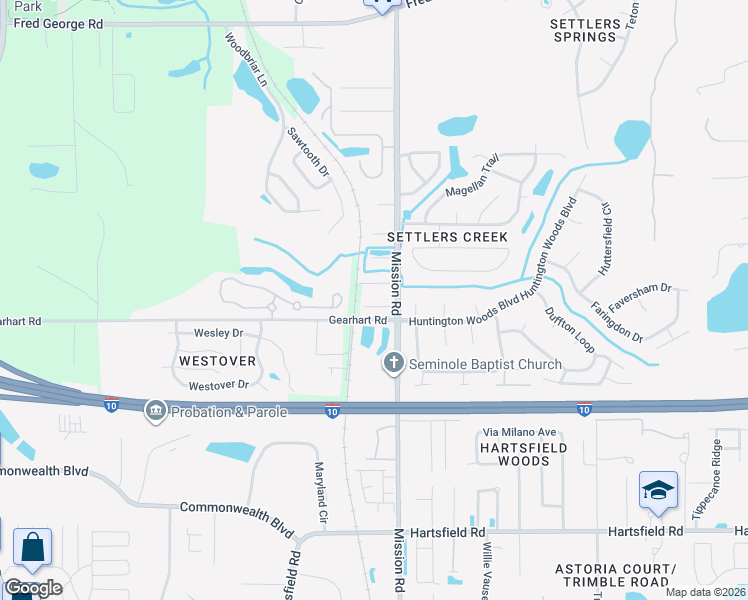 map of restaurants, bars, coffee shops, grocery stores, and more near 4012 Chipola Street in Tallahassee
