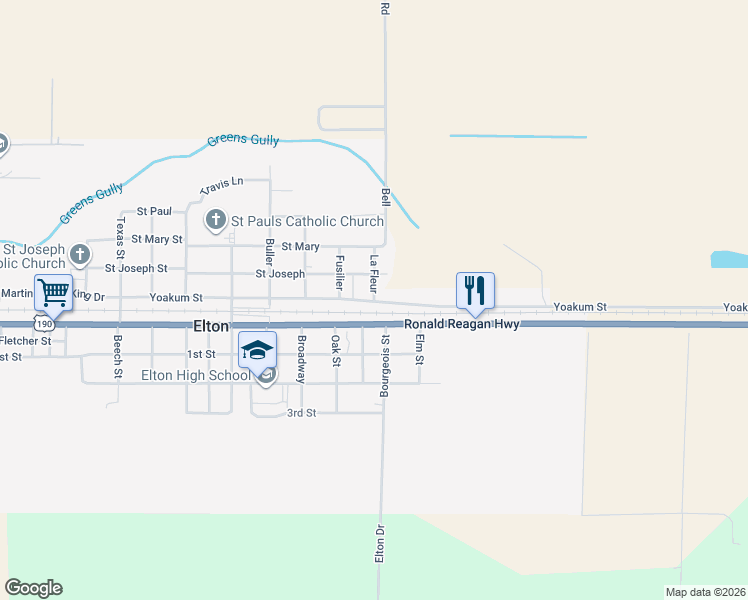 map of restaurants, bars, coffee shops, grocery stores, and more near 200-298 La Fleur in Elton