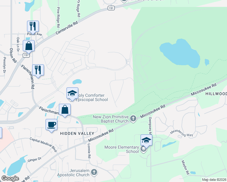 map of restaurants, bars, coffee shops, grocery stores, and more near Welaunee Boulevard in Tallahassee