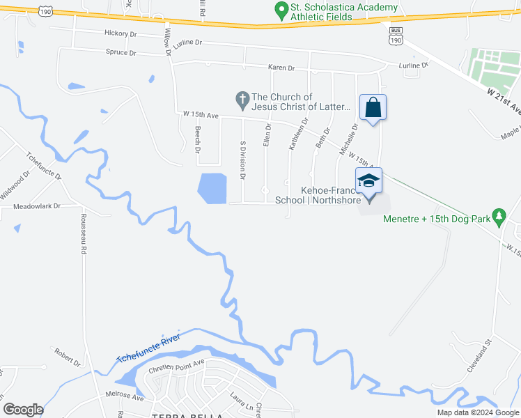 map of restaurants, bars, coffee shops, grocery stores, and more near 49 Patricia Drive in Covington
