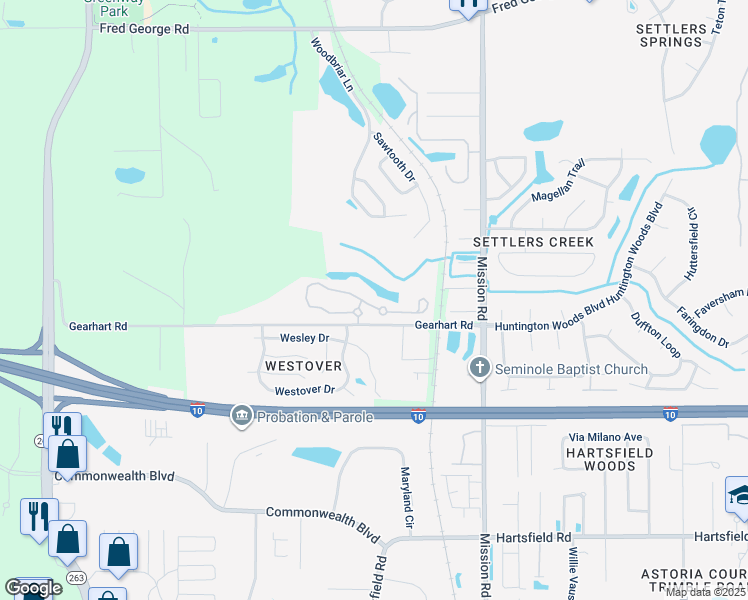 map of restaurants, bars, coffee shops, grocery stores, and more near 3002 Autumnchase Lane in Tallahassee