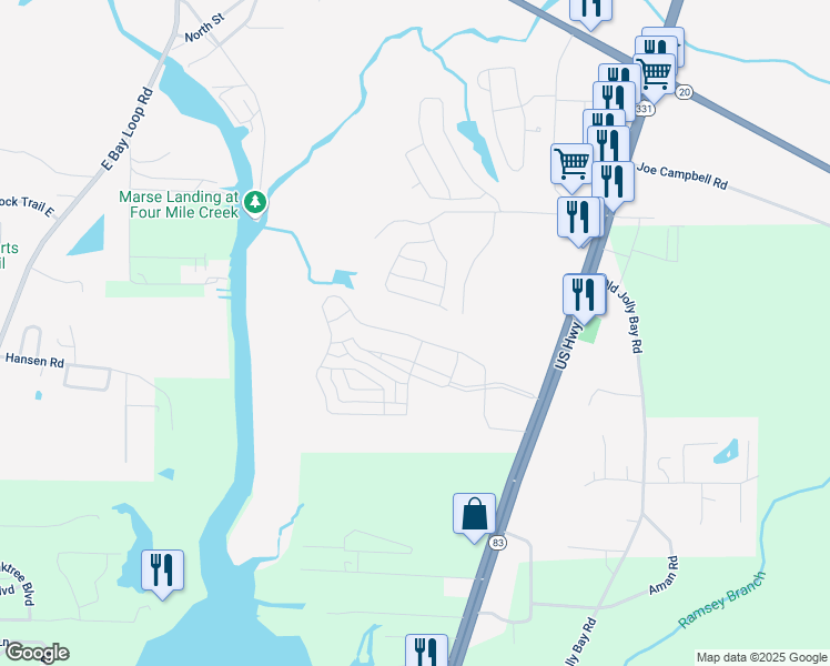 map of restaurants, bars, coffee shops, grocery stores, and more near 16835 U.S. 331 in Freeport