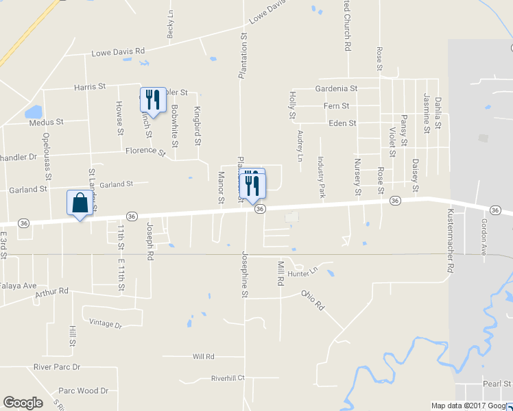 map of restaurants, bars, coffee shops, grocery stores, and more near 72297 Homestead Street in Covington