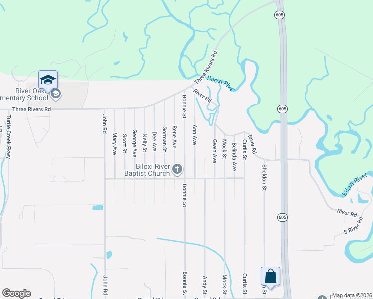 map of restaurants, bars, coffee shops, grocery stores, and more near 13601 Bonnie Street in Gulfport