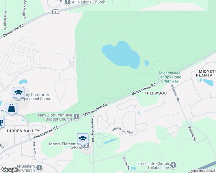 map of restaurants, bars, coffee shops, grocery stores, and more near Miccosukee Greenway in Tallahassee