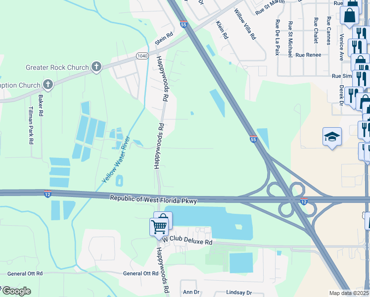 map of restaurants, bars, coffee shops, grocery stores, and more near 14116 Country Manor Lane in Hammond