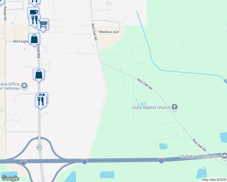 map of restaurants, bars, coffee shops, grocery stores, and more near 28680 Old Doyle Road in Livingston