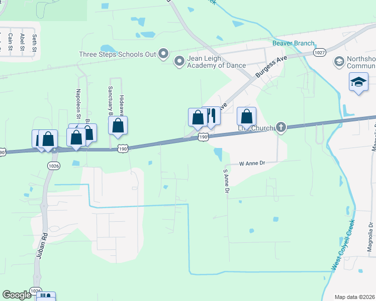 map of restaurants, bars, coffee shops, grocery stores, and more near 8770 Florida Boulevard in Denham Springs