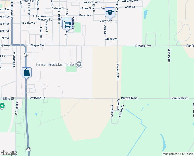 map of restaurants, bars, coffee shops, grocery stores, and more near in Eunice
