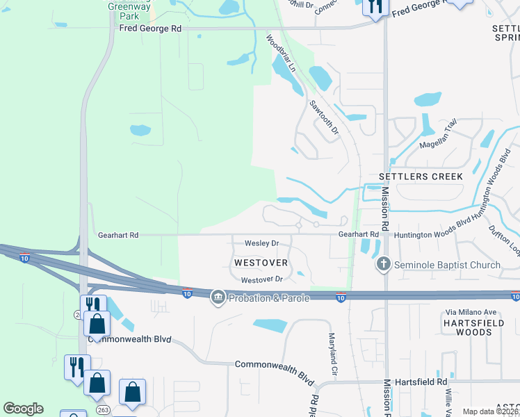 map of restaurants, bars, coffee shops, grocery stores, and more near 1003 Autumnchase Lane in Tallahassee