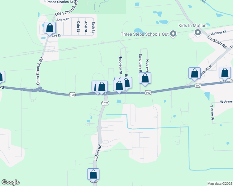map of restaurants, bars, coffee shops, grocery stores, and more near 8405 Florida Boulevard in Denham Springs