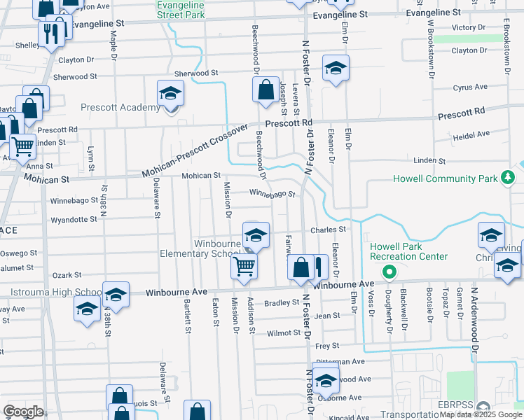 map of restaurants, bars, coffee shops, grocery stores, and more near 4754 Wyandotte Street in Baton Rouge