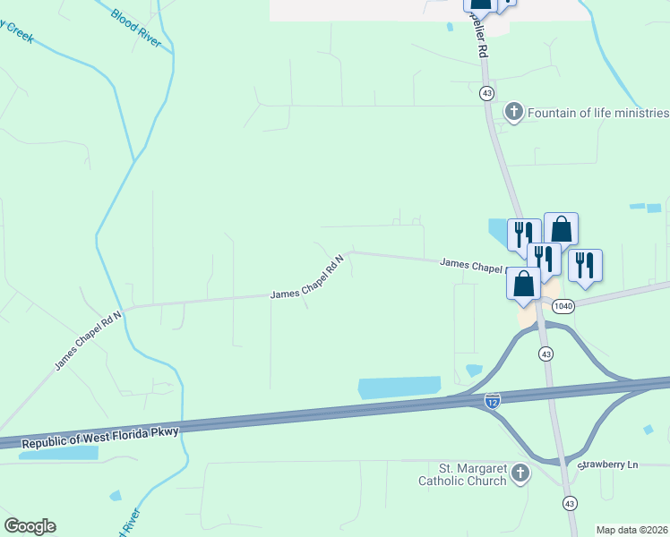 map of restaurants, bars, coffee shops, grocery stores, and more near 29675 James Chapel Road North in Albany
