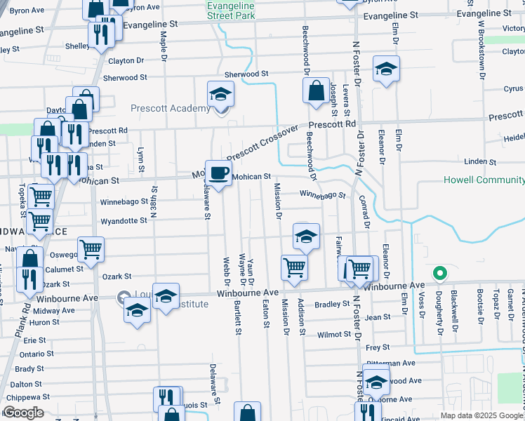 map of restaurants, bars, coffee shops, grocery stores, and more near 3736 Eaton Street in Baton Rouge
