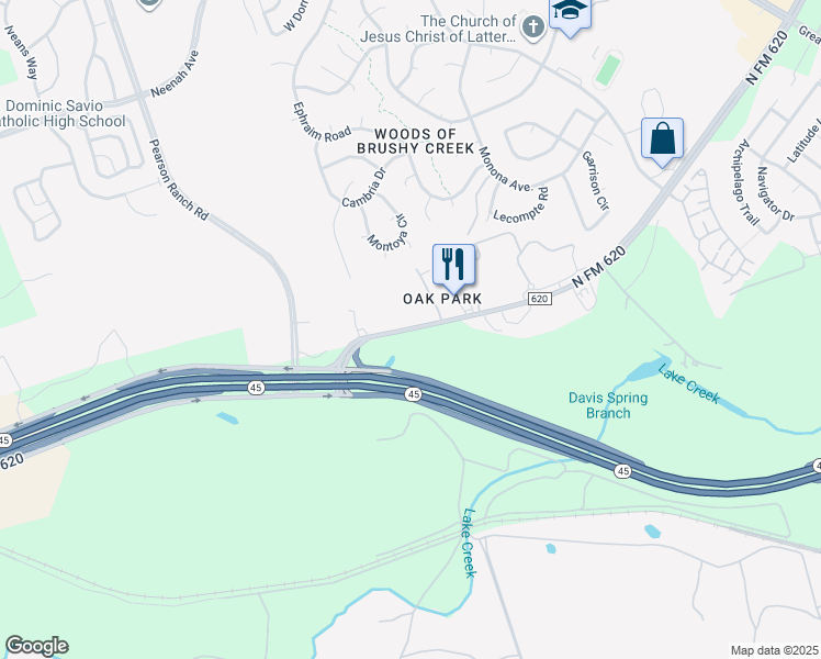 map of restaurants, bars, coffee shops, grocery stores, and more near 15396 Ranch Road 620 in Austin