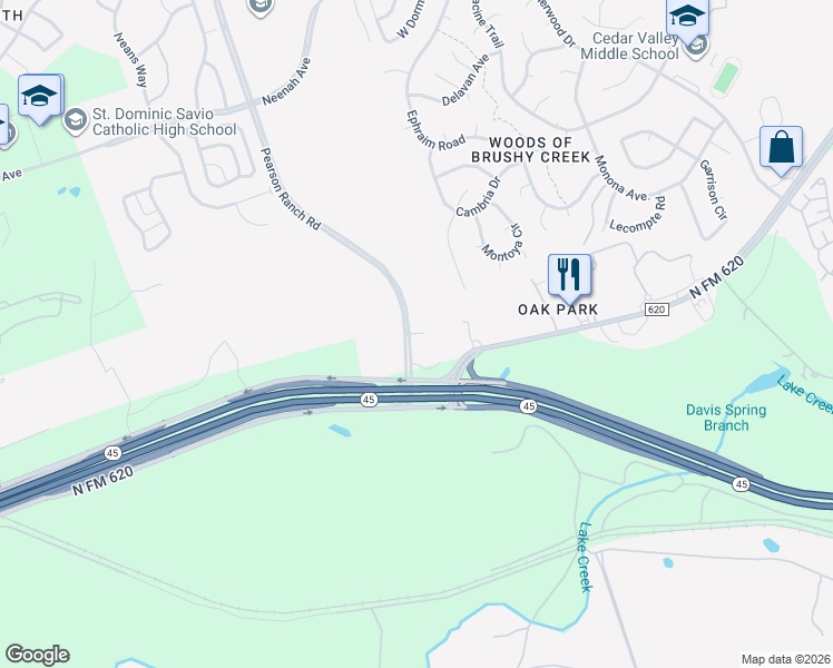 map of restaurants, bars, coffee shops, grocery stores, and more near 15012 Ranch Road 620 in Austin
