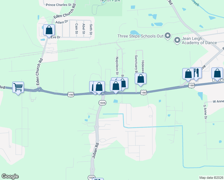 map of restaurants, bars, coffee shops, grocery stores, and more near 8457 Florida Boulevard in Denham Springs