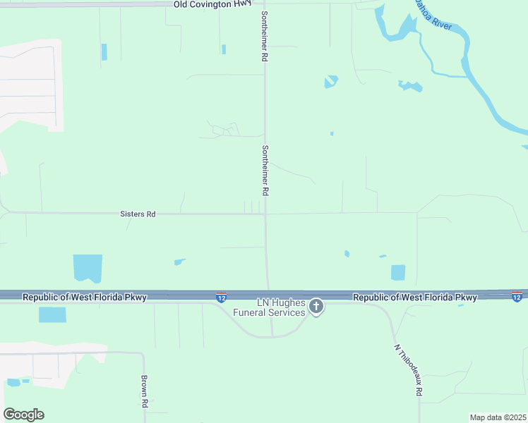map of restaurants, bars, coffee shops, grocery stores, and more near 20360 Sisters Road in Hammond