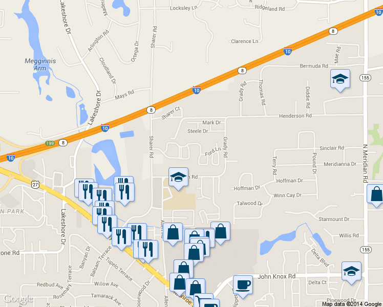 map of restaurants, bars, coffee shops, grocery stores, and more near 2915 Sharer Road in Tallahassee