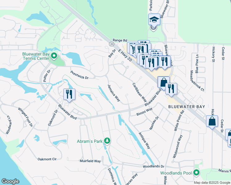 map of restaurants, bars, coffee shops, grocery stores, and more near 338 Jamaica Way in Niceville