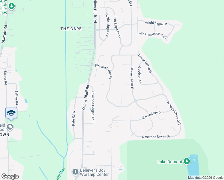 map of restaurants, bars, coffee shops, grocery stores, and more near 13715 Victoria Lakes Drive in Jacksonville