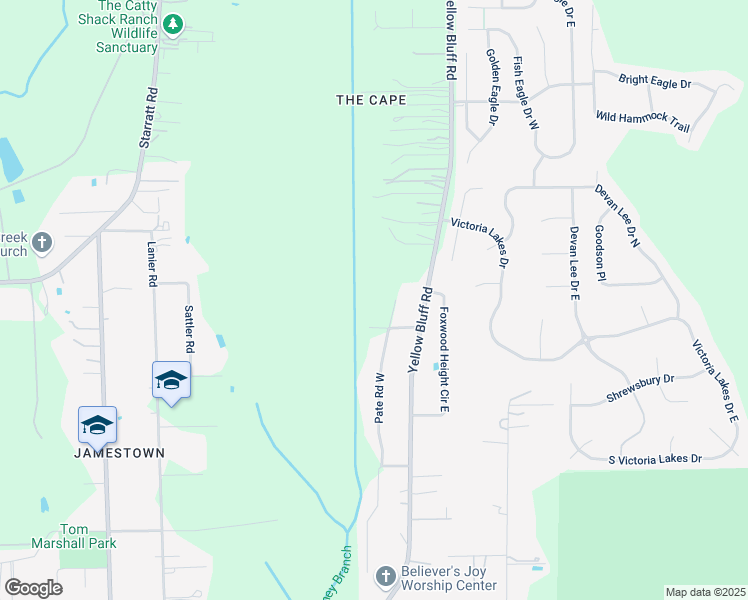 map of restaurants, bars, coffee shops, grocery stores, and more near 1993 Pate Road North in Jacksonville