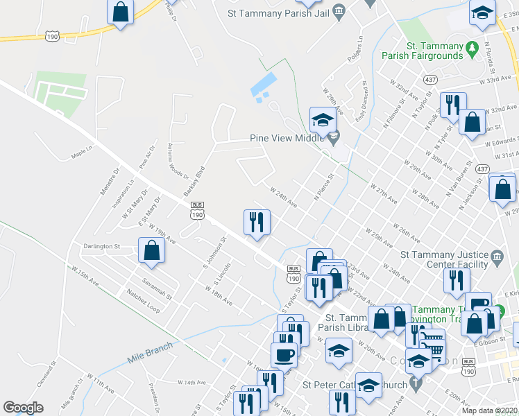 map of restaurants, bars, coffee shops, grocery stores, and more near 1303 W 23rd Ave in Covington