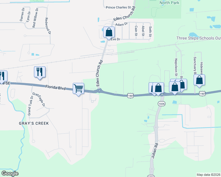 map of restaurants, bars, coffee shops, grocery stores, and more near 8811 Florida Boulevard in Denham Springs