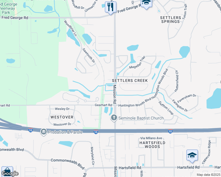 map of restaurants, bars, coffee shops, grocery stores, and more near 4013 Catawba Street in Tallahassee